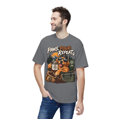 Paws Pour Repeat T-Shirt – Coffee-Loving Dog Camping Graphic Tee