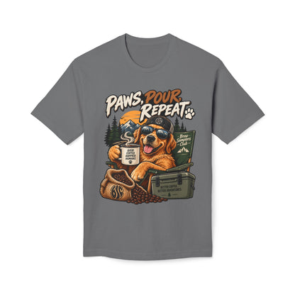 Paws Pour Repeat T-Shirt – Coffee-Loving Dog Camping Graphic Tee