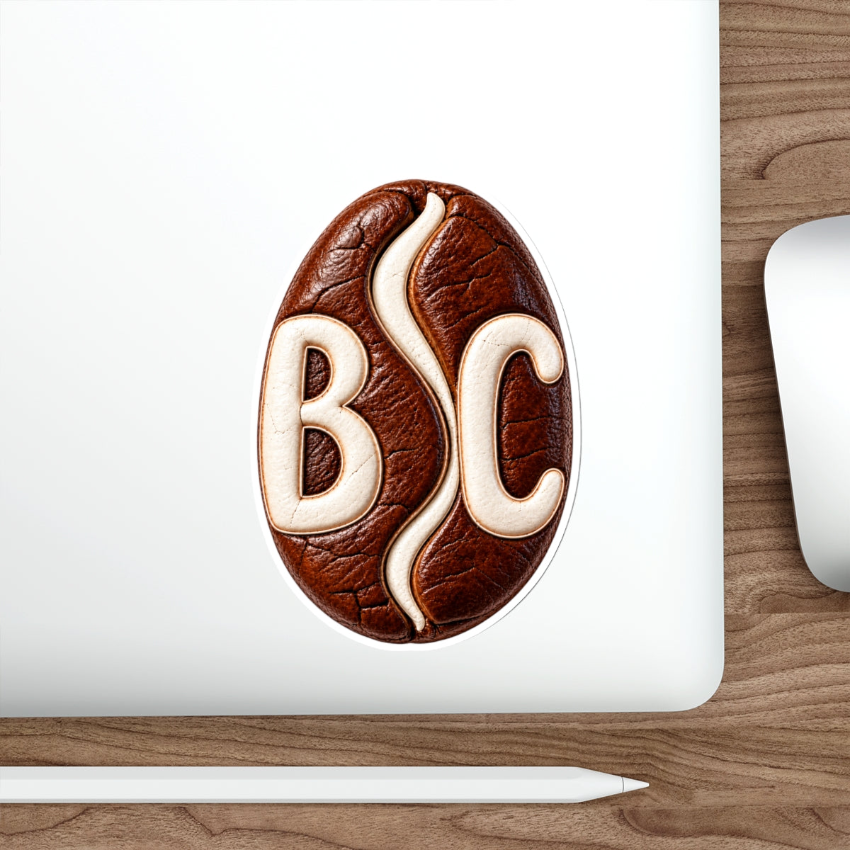 BC Monogram Leather-Style Die-Cut Sticker
