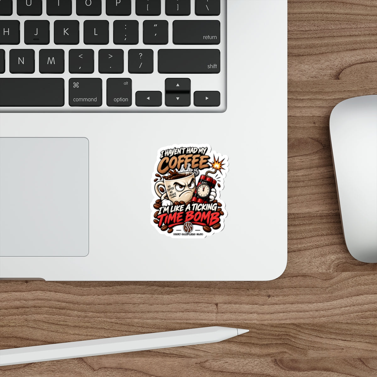 Coffee Time Bomb Sticker — 'I Haven't Had My Coffee, I'm Like a Ticking Time Bomb' Die-Cut Vinyl