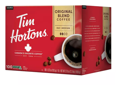 Tim Hortons Premium Medium Roast K-Cup Coffee Pods, Original Blend, 100 ct.