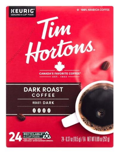 Tim Hortons Dark Roast Keurig Coffee Pods, 24 Ct
